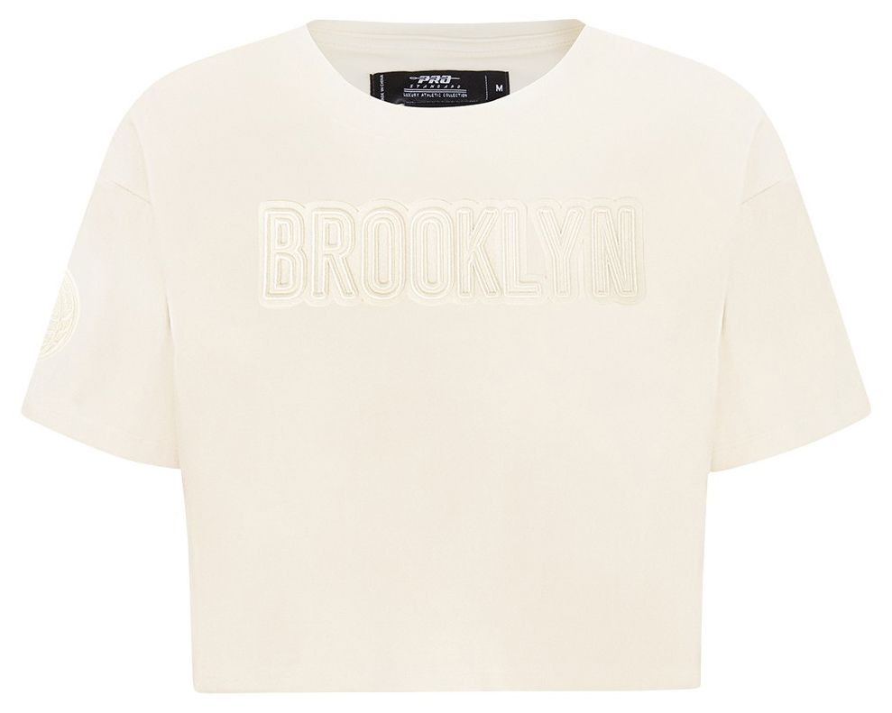 Pro Standard Women's Brooklyn Nets Off White Neutral Boxy T-Shirt product image
