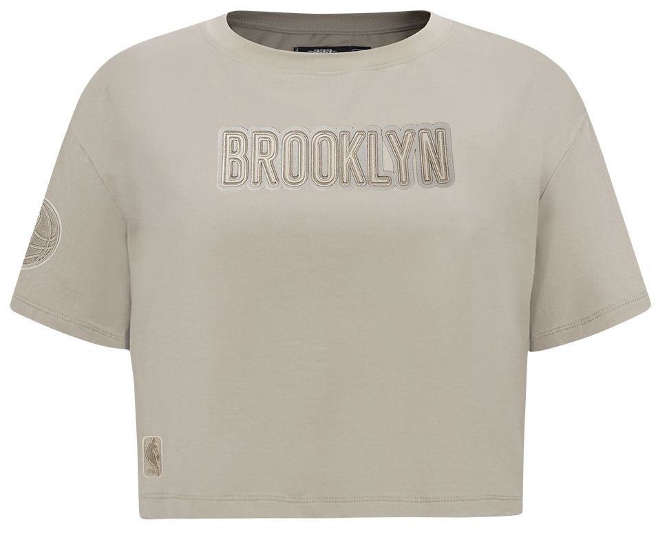 Pro Standard Women's Brooklyn Nets Taupe Neutral Boxy T-Shirt product image