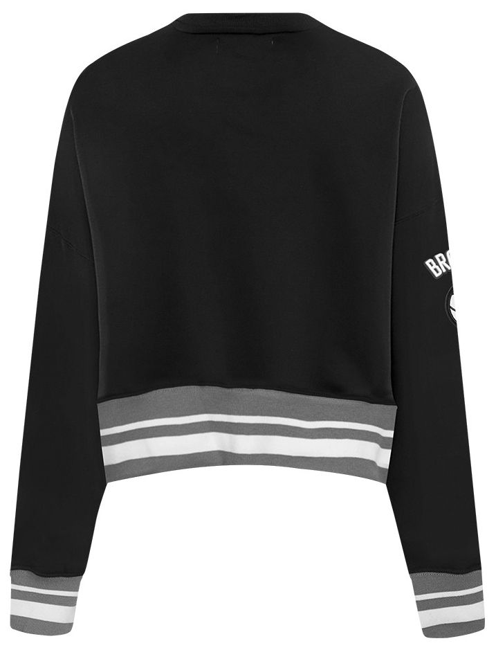 Pro Standard Women's Brooklyn Nets Black Mash Up Rib Fleece Crewneck Sweatshirt product image