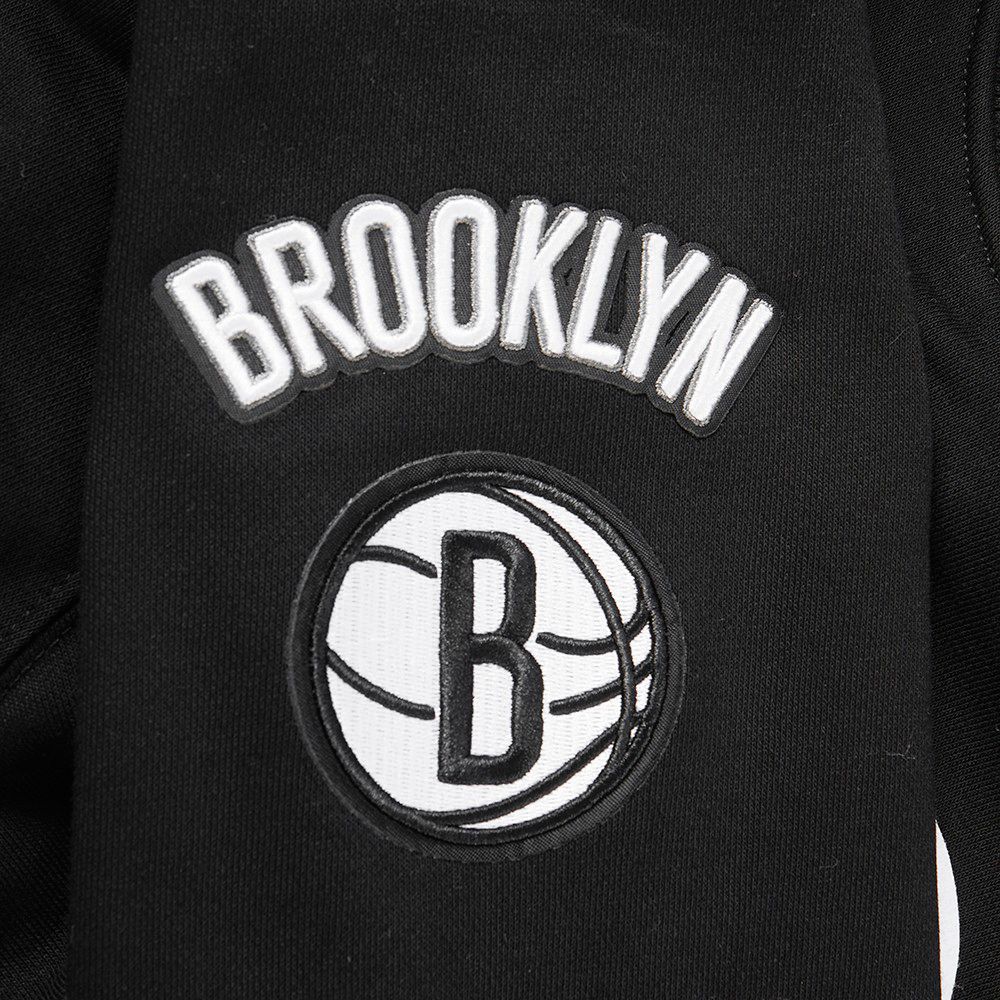 Pro Standard Women's Brooklyn Nets Black Mash Up Rib Fleece Crewneck Sweatshirt product image