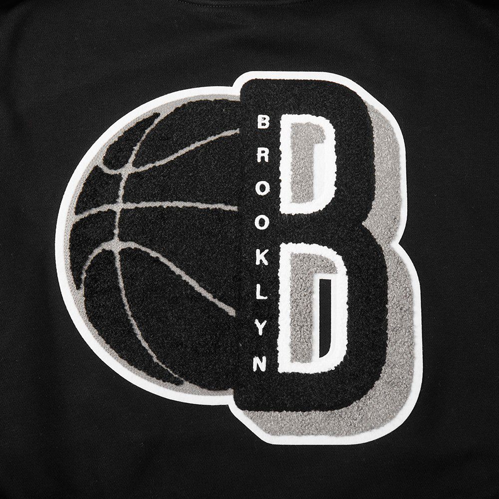 Pro Standard Women's Brooklyn Nets Black Mash Up Rib Fleece Crewneck Sweatshirt product image