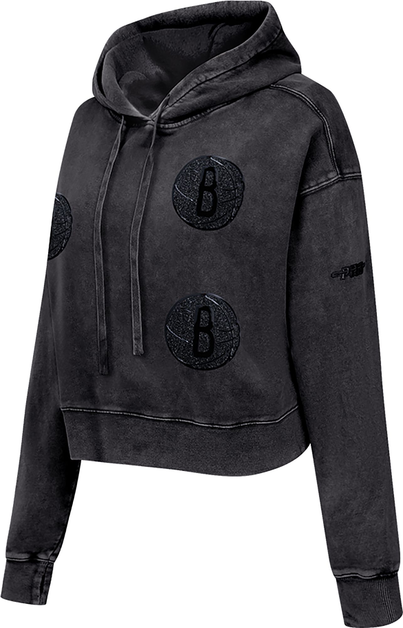 Pro Standard Women's Brooklyn Nets Black Crystalline Cropped Pullover Hoodie product image