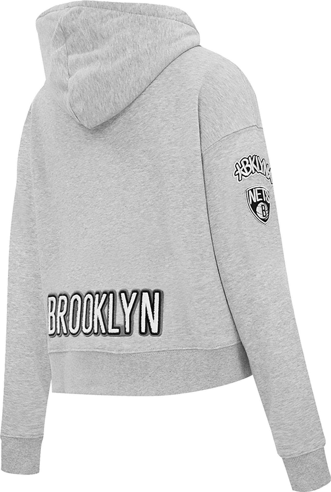 Pro Standard Women's Brooklyn Nets Grey Cropped Fleece Pullover Hoodie product image