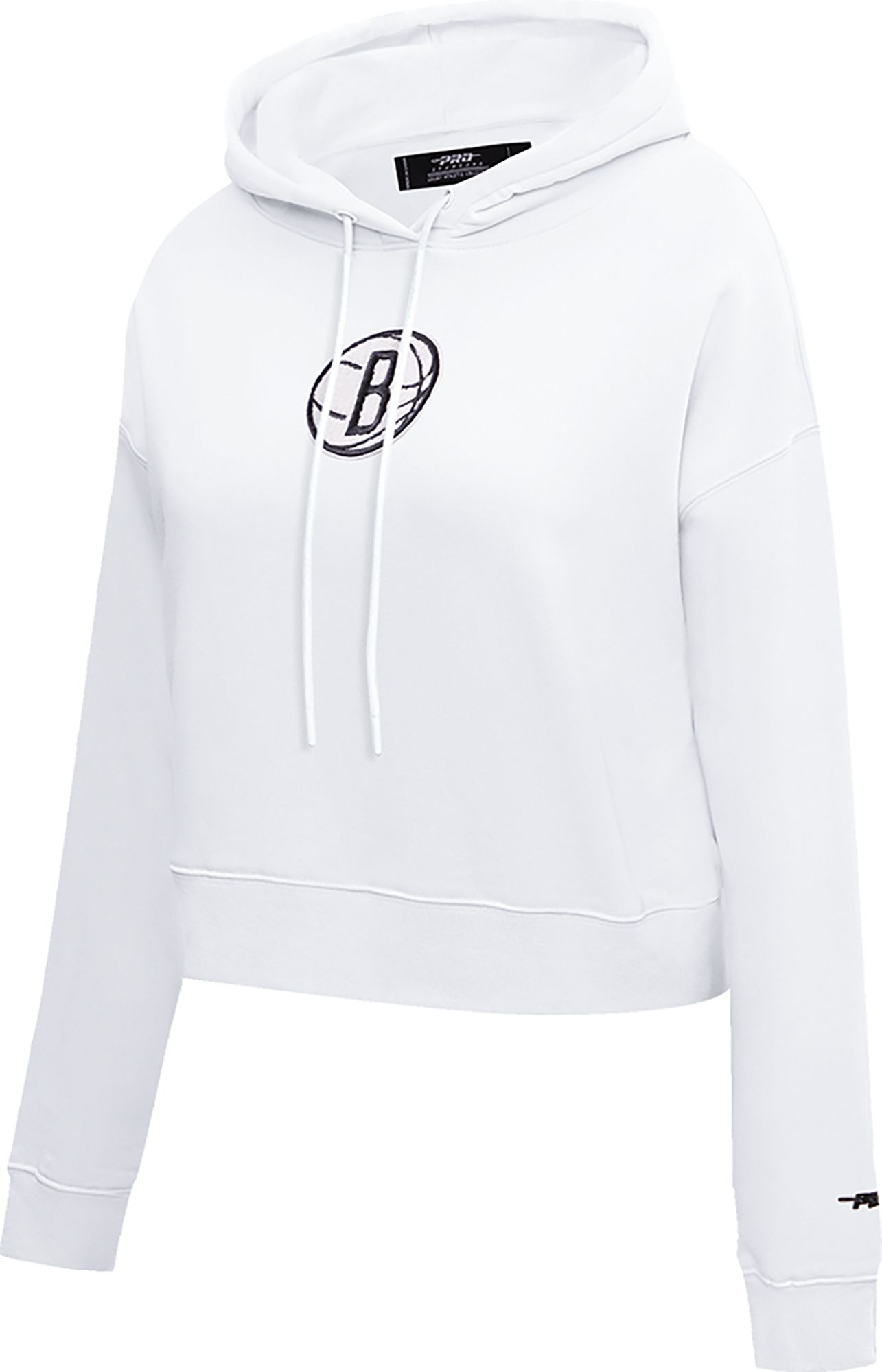 Pro Standard Women's Brooklyn Nets White Cropped Fleece Pullover Hoodie product image