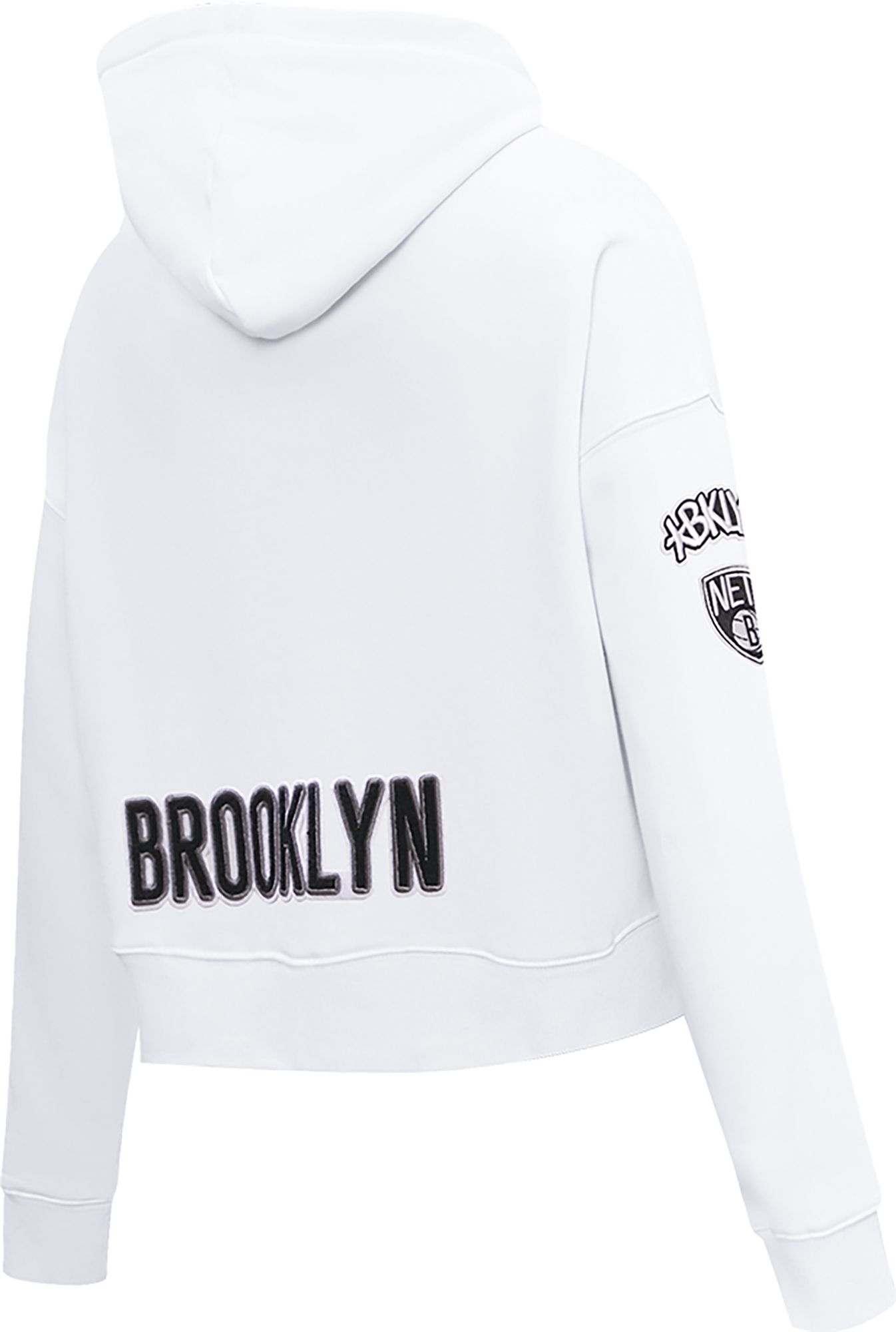 Pro Standard Women's Brooklyn Nets White Cropped Fleece Pullover Hoodie product image