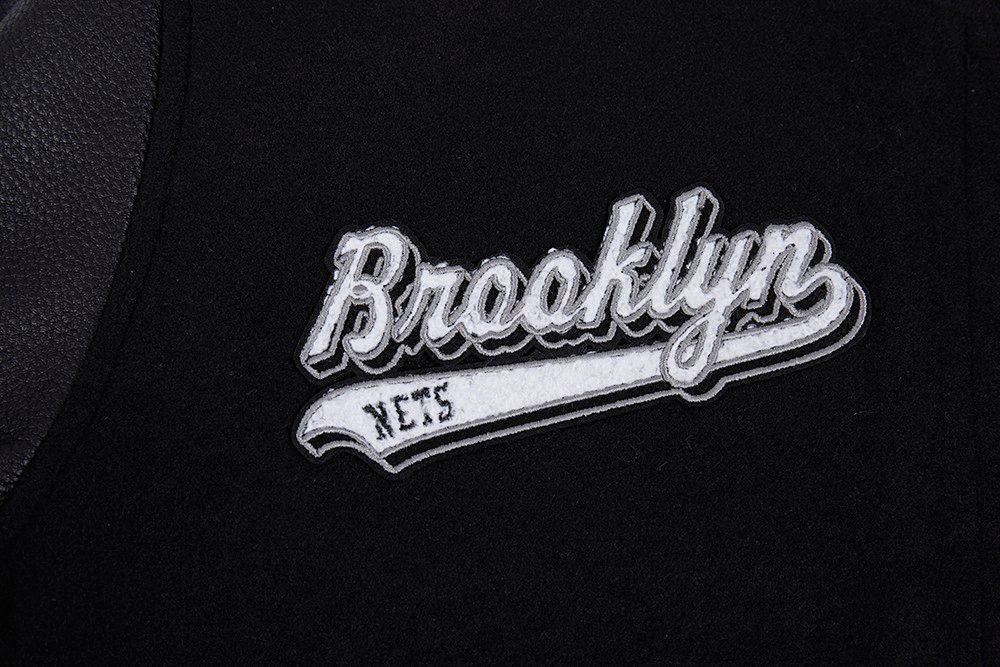 Pro Standard Women's Brooklyn Nets Black Script Tail Wool Varsity Jacket product image