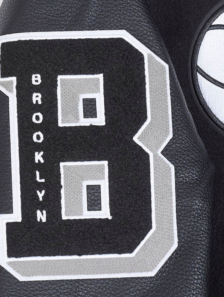 Pro Standard Women's Brooklyn Nets Black Mash Up Rib Wool Varsity Jacket product image