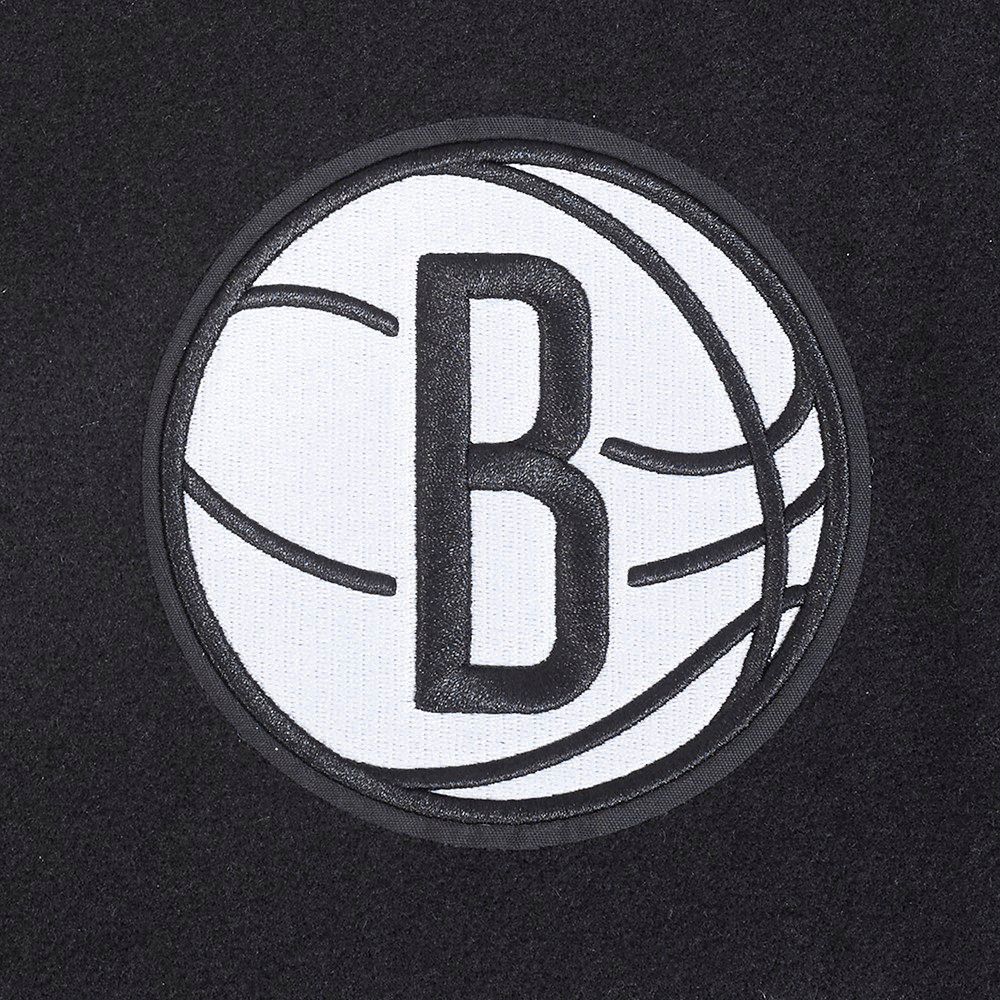 Pro Standard Women's Brooklyn Nets Black Mash Up Rib Wool Varsity Jacket product image