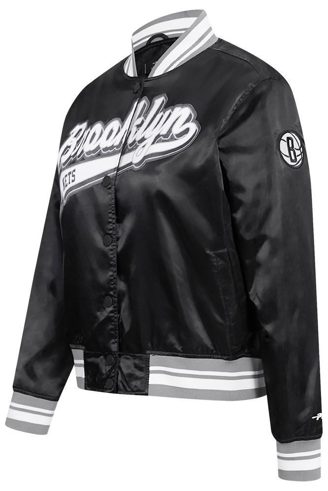 Pro Standard Women's Brooklyn Nets Black Script Tail Satin Jacket product image