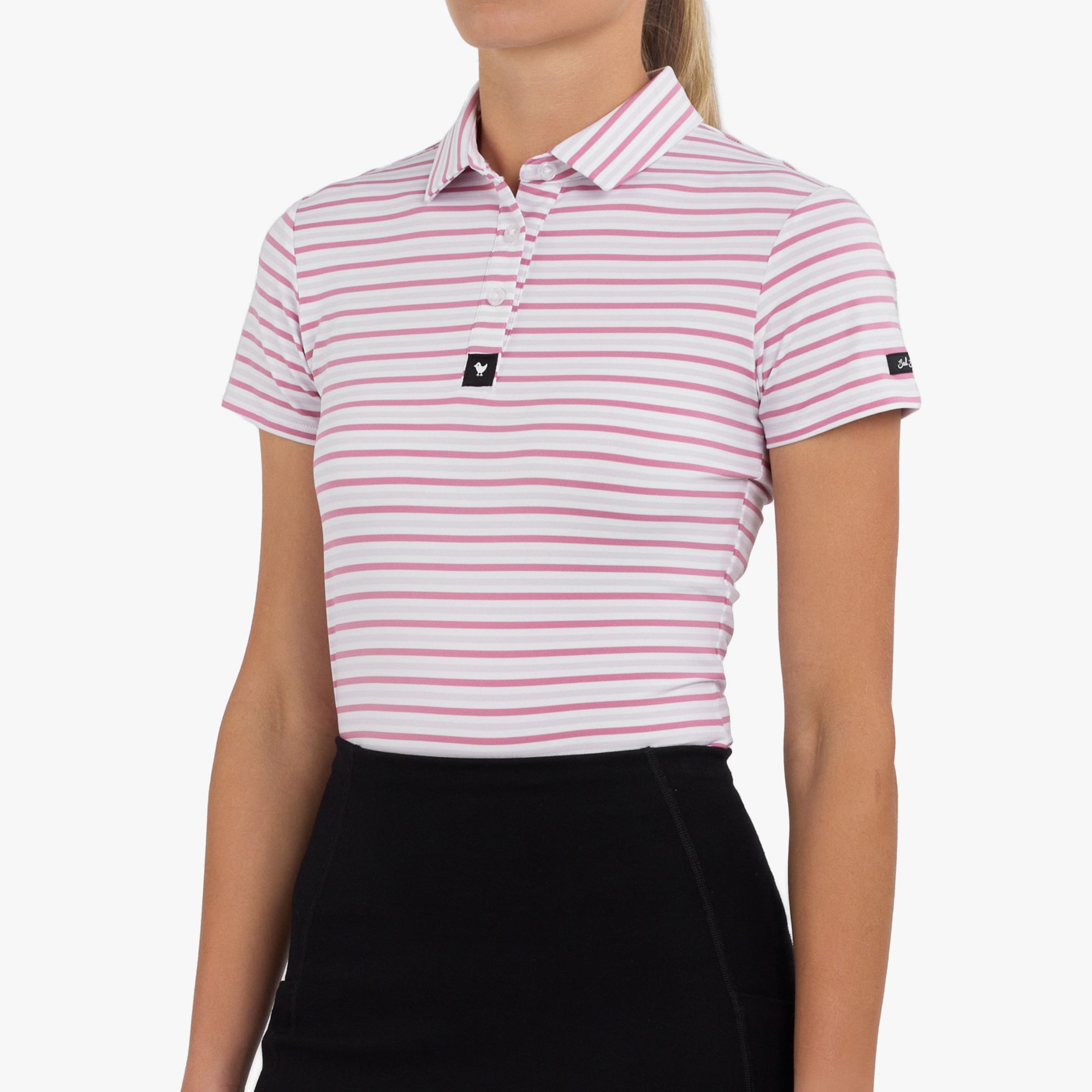 Bad Birdie Women's Striped Short Sleeve Core Performance Golf Polo product image