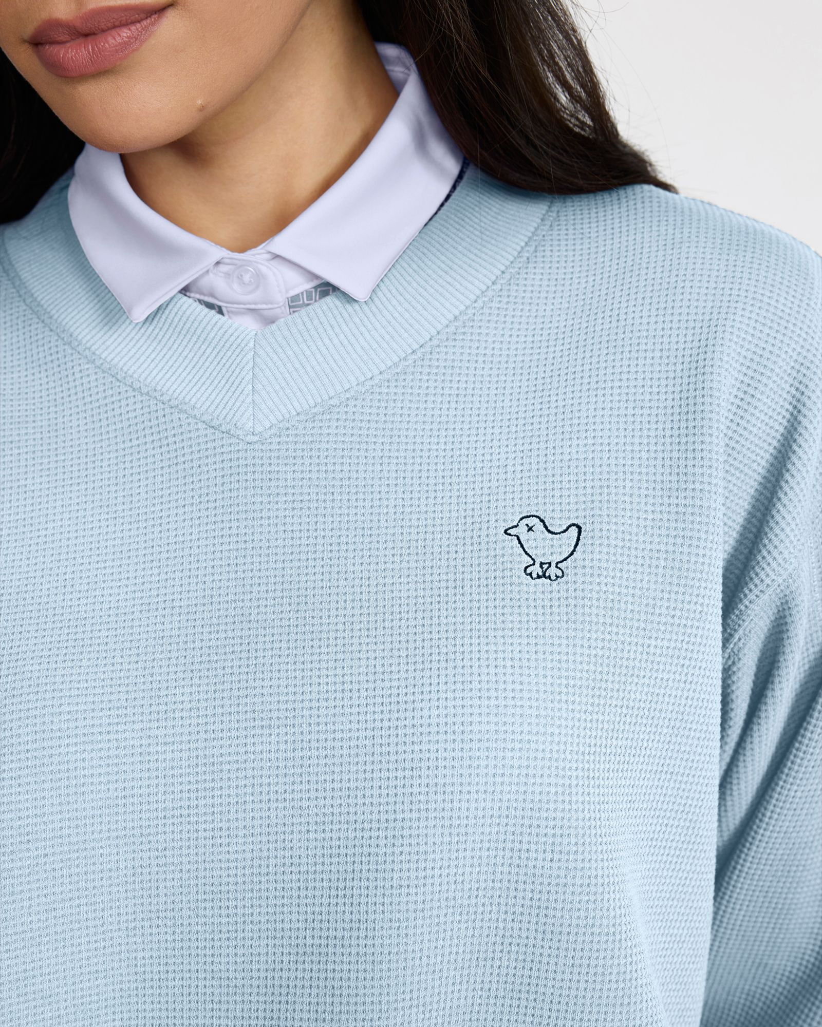 Bad Birdie Women's Waffle V-Neck Long Sleeve Golf Pullover product image
