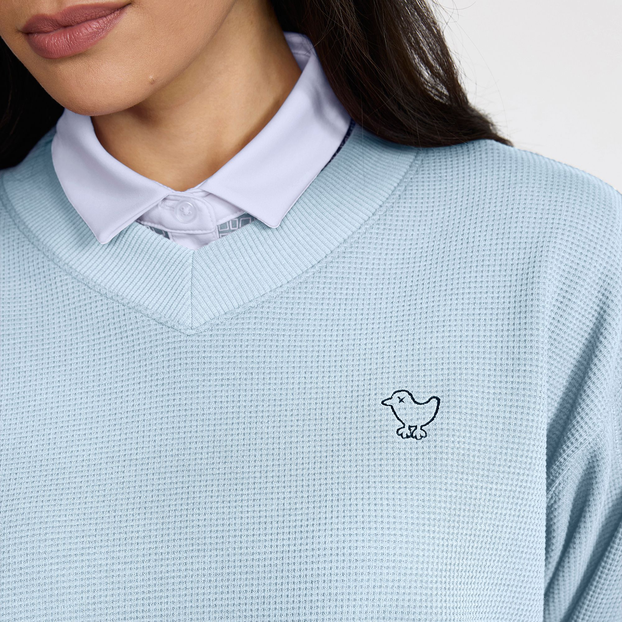 Bad Birdie Women's Waffle V-Neck Long Sleeve Golf Pullover product image