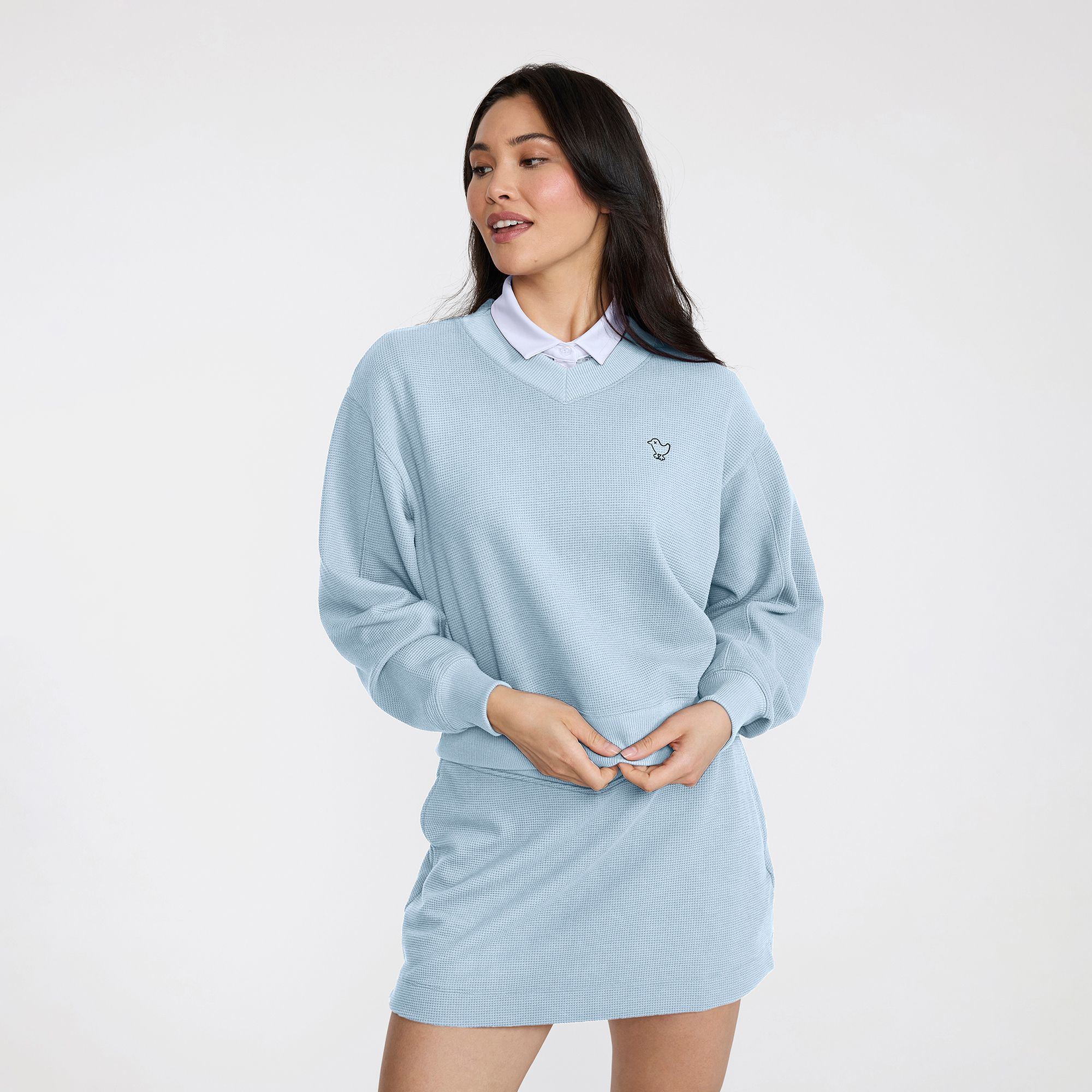Bad Birdie Women's Waffle V-Neck Long Sleeve Golf Pullover product image