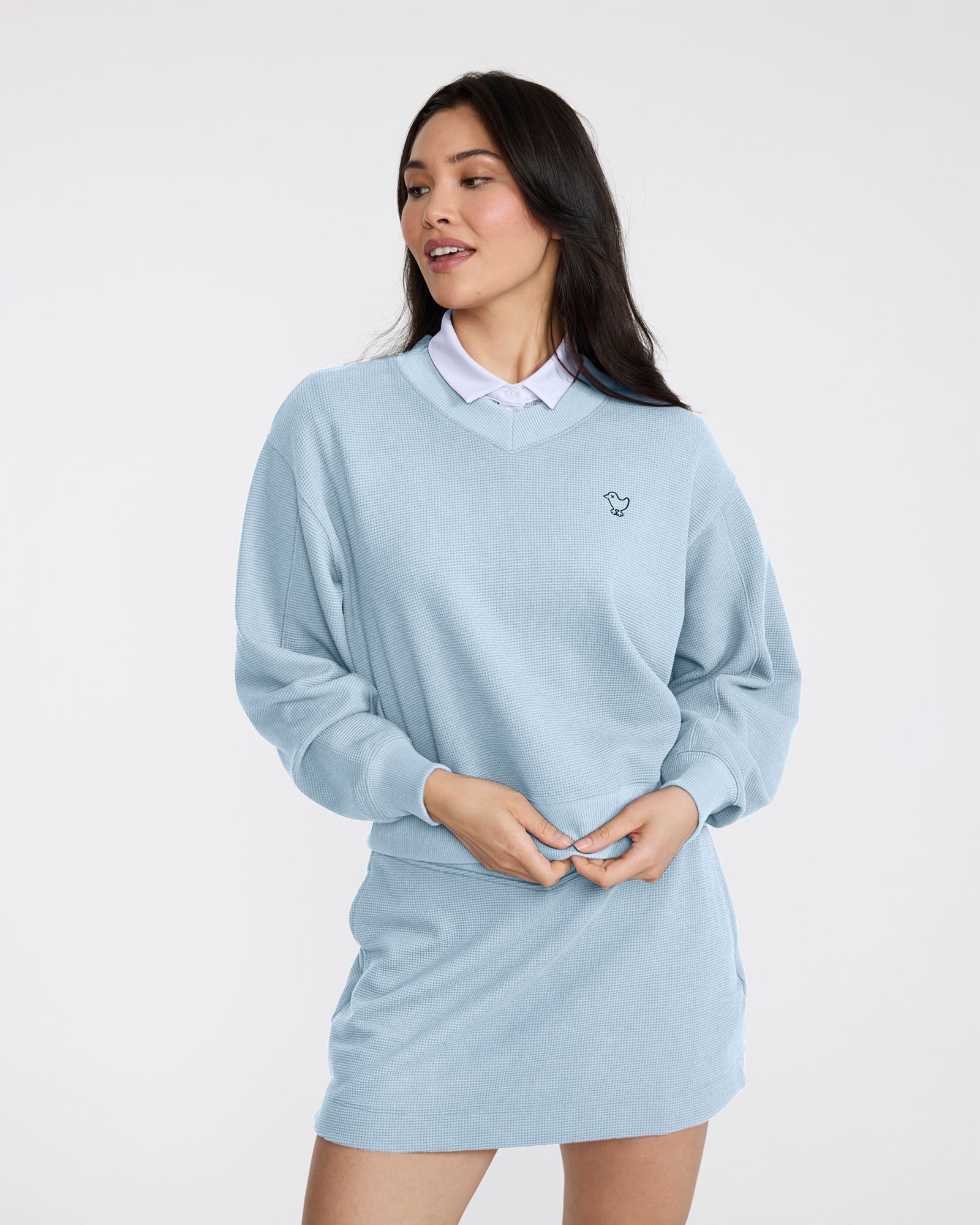 Bad Birdie Women's Waffle V-Neck Long Sleeve Golf Pullover product image