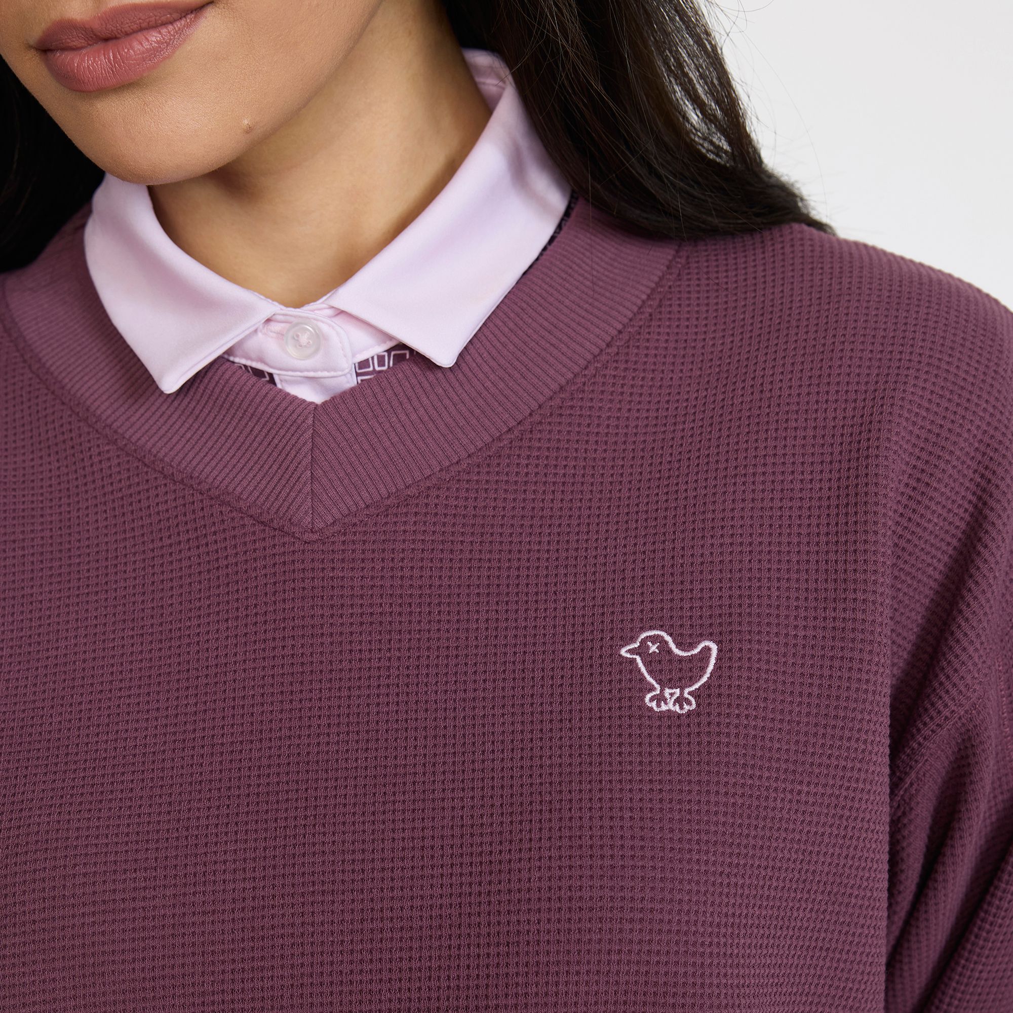 Bad Birdie Women's Waffle V-Neck Long Sleeve Golf Pullover product image