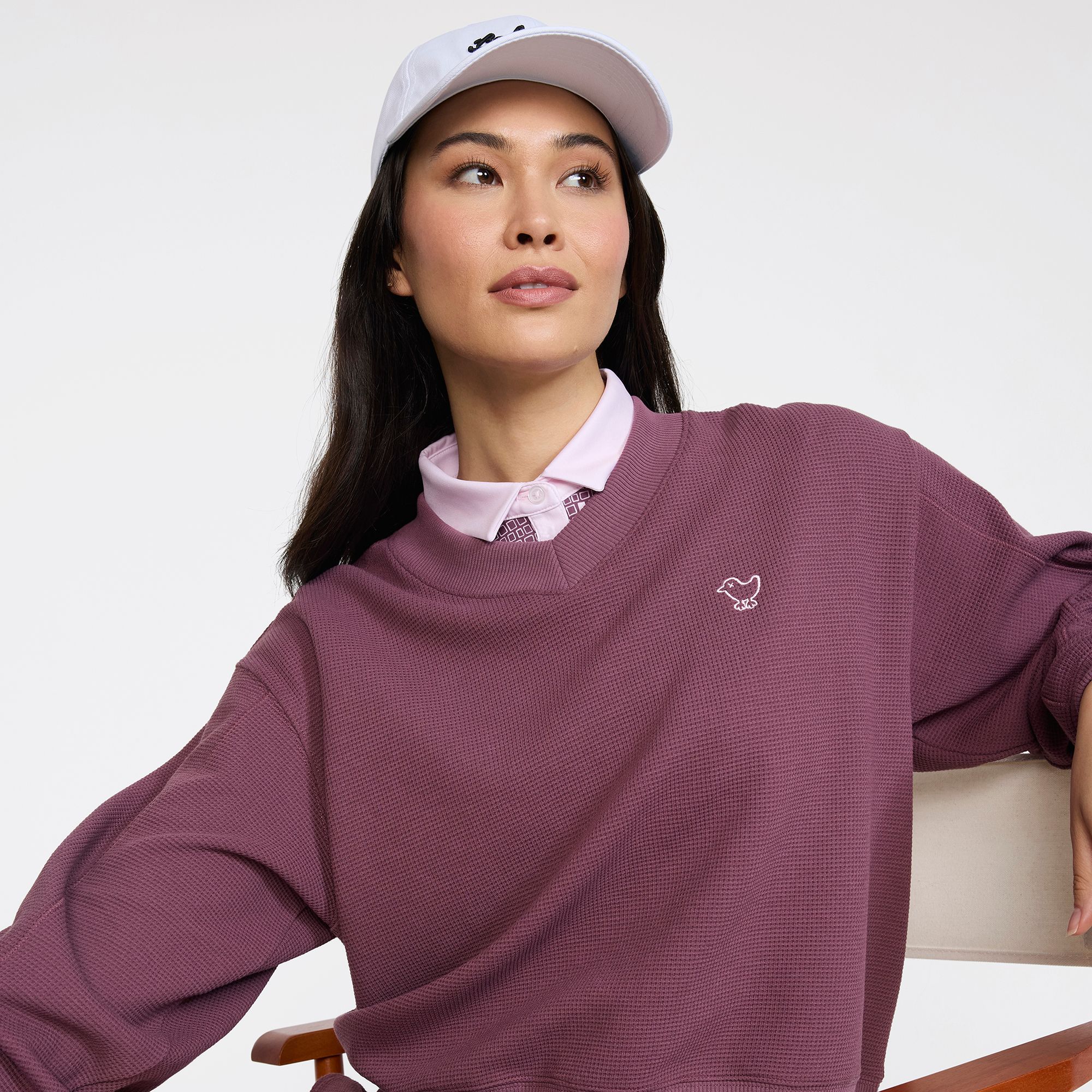 Bad Birdie Women's Waffle V-Neck Long Sleeve Golf Pullover product image