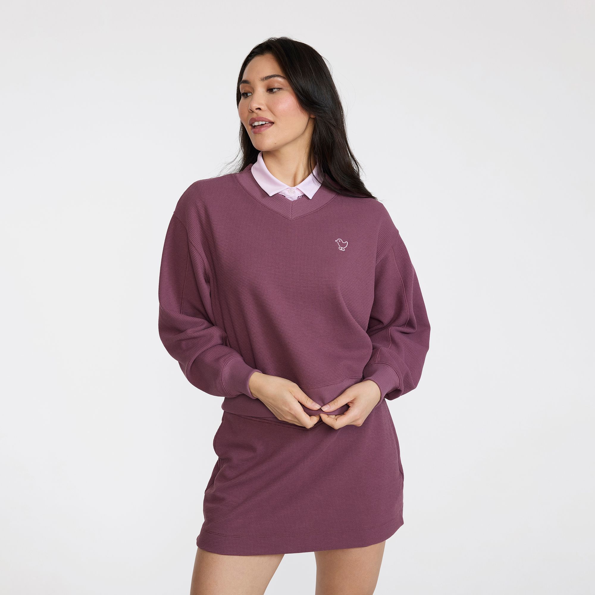 Bad Birdie Women's Waffle V-Neck Long Sleeve Golf Pullover product image