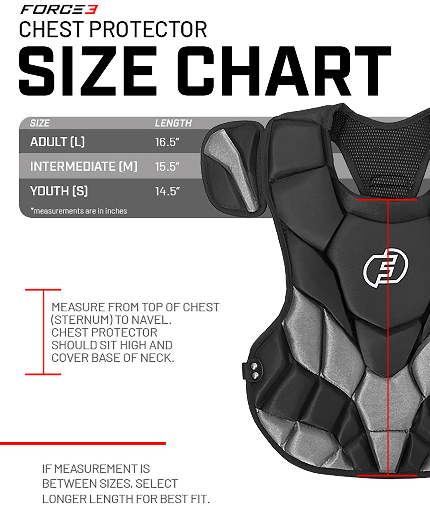 Force3 Pro Gear Intermediate 15.5" Catcher's Chest Protector product image