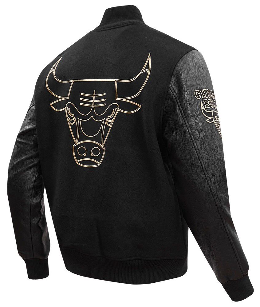 Pro Standard Men's Chicago Bulls Black & Gold Wool Varsity Jacket product image