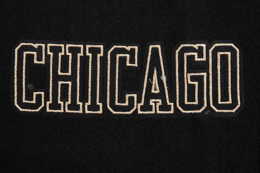 Pro Standard Men's Chicago Bulls Black & Gold Wool Varsity Jacket product image