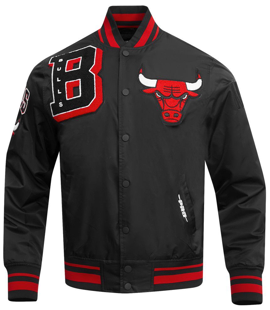 Pro Standard Men's Chicago Bulls Black Mash Up Rib Satin Jacket product image