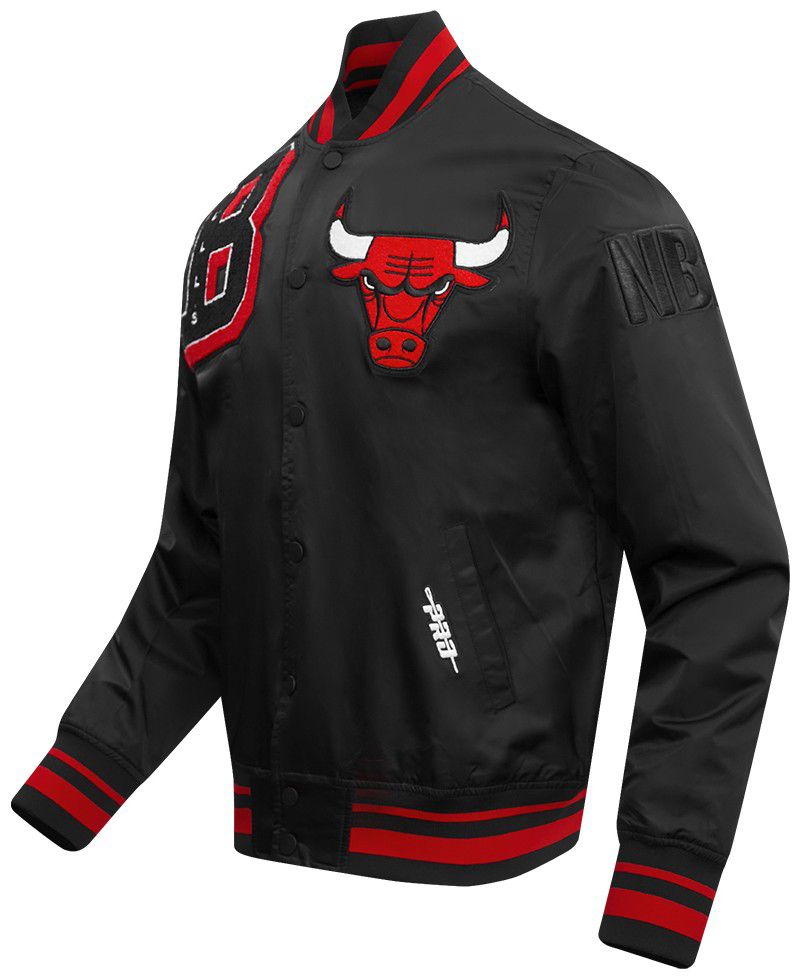 Pro Standard Men's Chicago Bulls Black Mash Up Rib Satin Jacket product image
