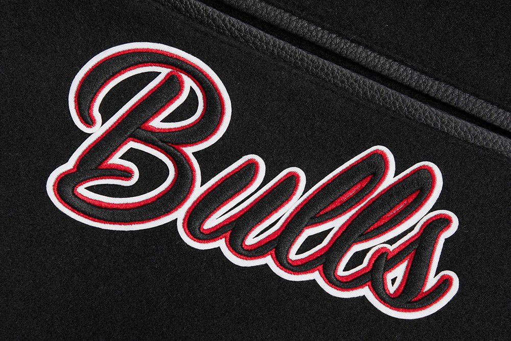 Pro Standard Men's Chicago Bulls Black Mash Up Rib Wool Varsity Jacket product image