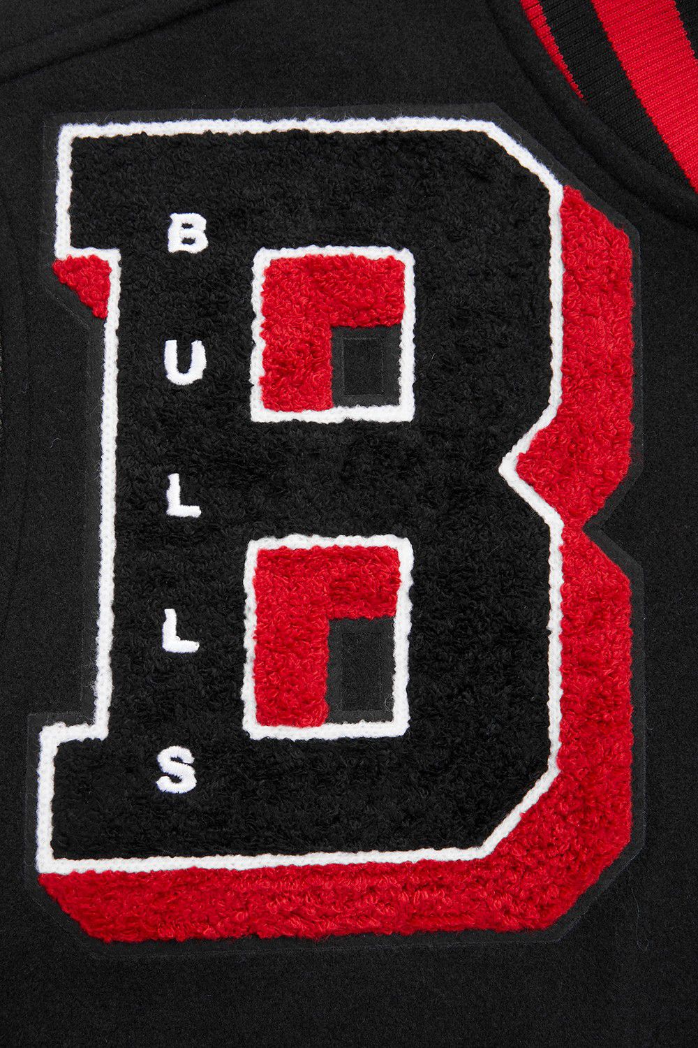 Pro Standard Men's Chicago Bulls Black Mash Up Rib Wool Varsity Jacket product image