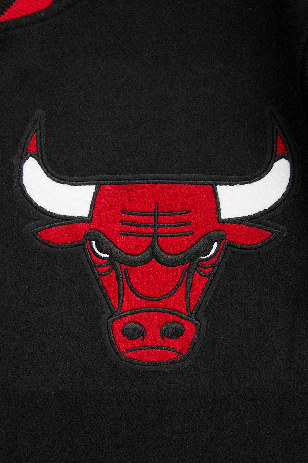 Pro Standard Men's Chicago Bulls Black Mash Up Rib Wool Varsity Jacket product image