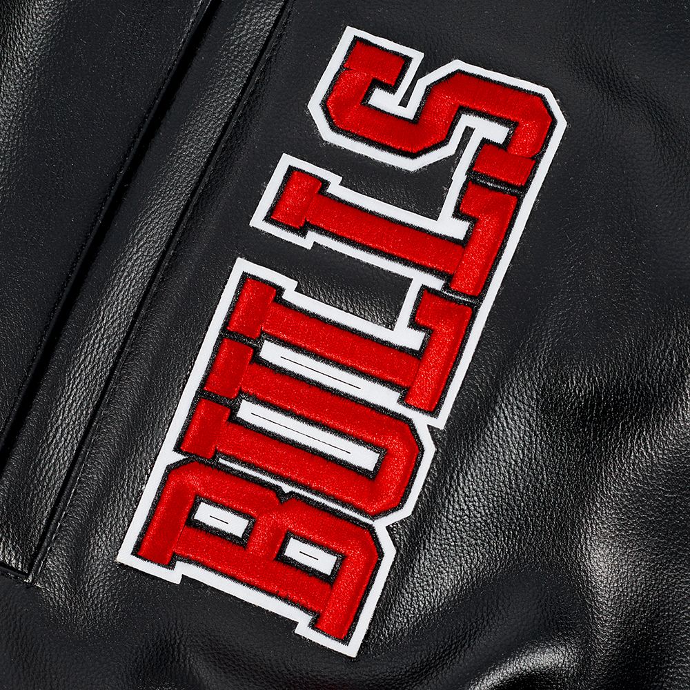 Pro Standard Men's Chicago Bulls Black Signature Leather Varsity Jacket product image