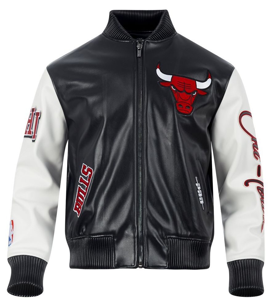 Pro Standard Men's Chicago Bulls Black Signature Leather Varsity Jacket product image