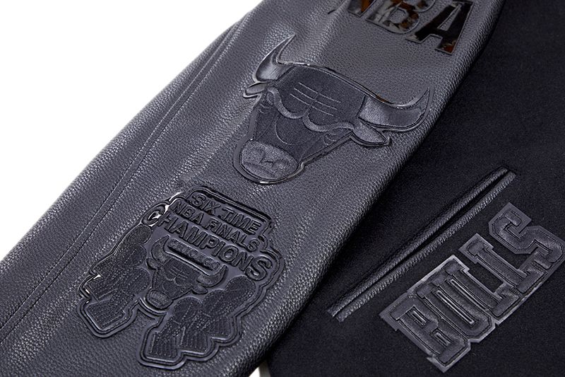 Pro Standard Men's Chicago Bulls Triple Black Wool Varsity Jacket product image