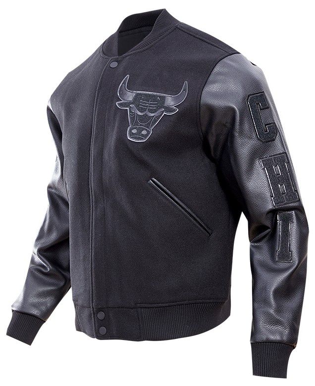 Pro Standard Men's Chicago Bulls Triple Black Wool Varsity Jacket product image