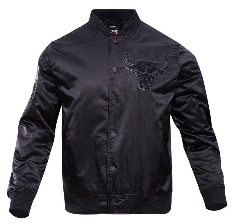 Pro Standard Men's Chicago Bulls Triple Black Satin Jacket product image