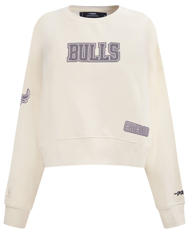 Pro Standard Women's Chicago Bulls Off White Reverse French Terry Crewneck Sweatshirt product image