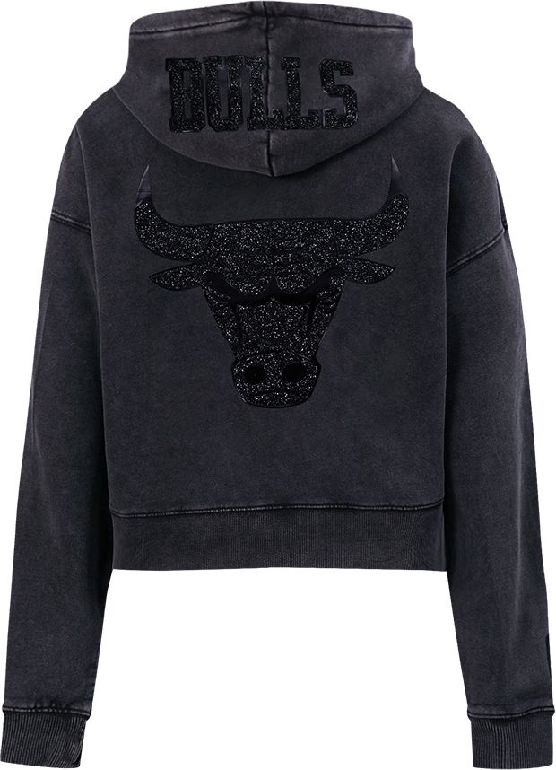 Pro Standard Women's Chicago Bulls Black Crystalline Cropped Pullover Hoodie product image
