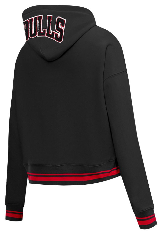Pro Standard Women's Chicago Bulls Black Mash Up Rib Cropped Fleece Pullover Hoodie product image