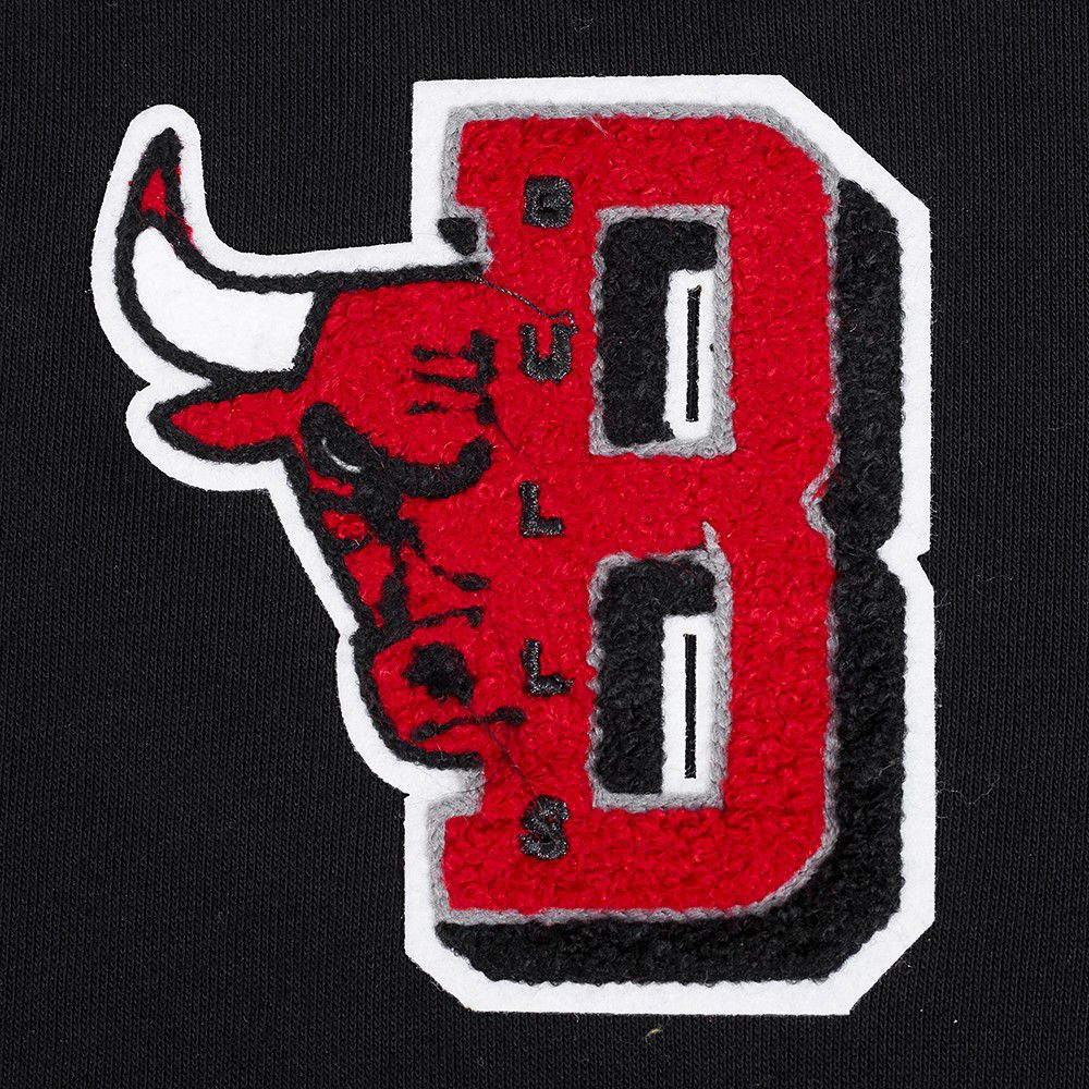 Pro Standard Women's Chicago Bulls Black Mash Up Rib Cropped Fleece Pullover Hoodie product image