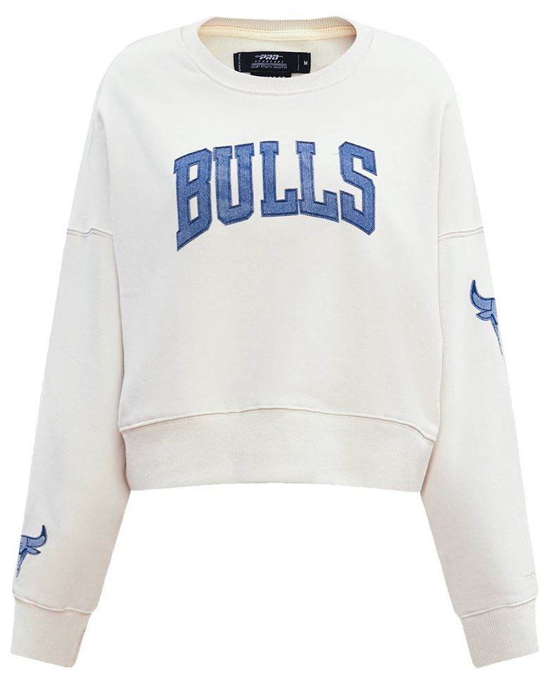 Pro Standard Women's Chicago Bulls Linen Varsity Blues Fleece Crewneck Sweatshirt product image
