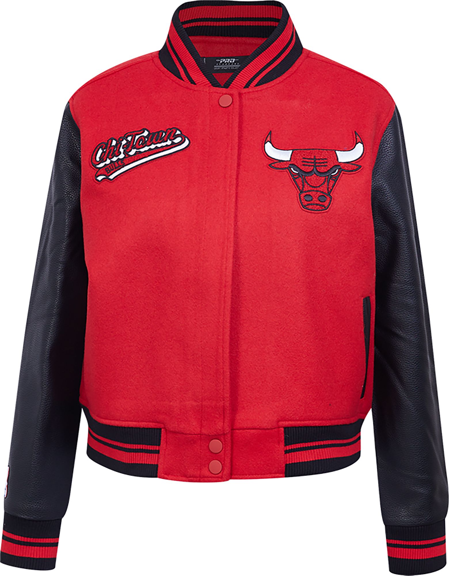 Pro Standard Women's Chicago Bulls Red Script Tail Wool Varsity Jacket product image