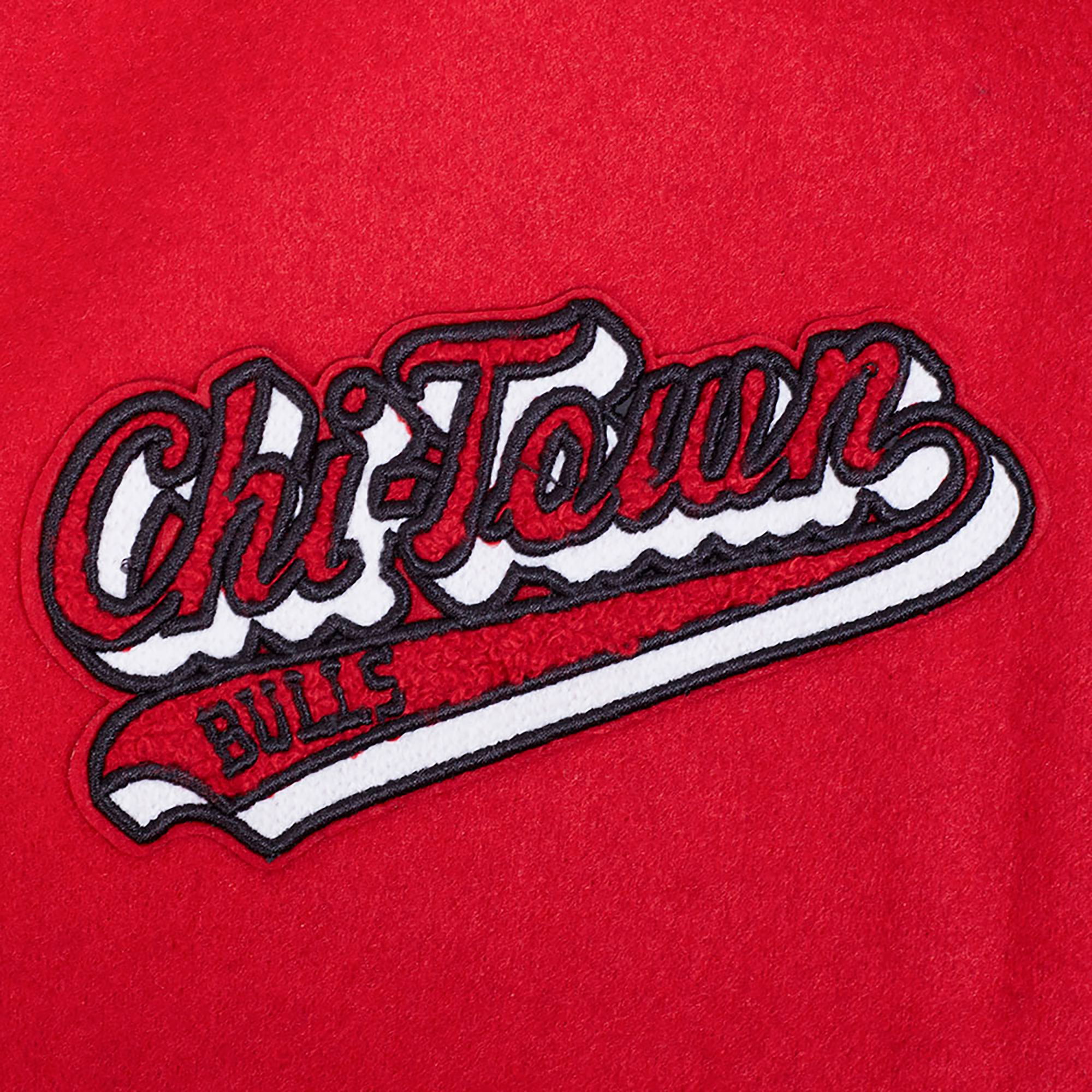 Pro Standard Women's Chicago Bulls Red Script Tail Wool Varsity Jacket product image