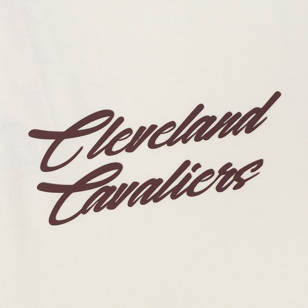 Pro Standard Men's Cleveland Cavaliers Off White Script Drop Shoulder T-Shirt product image