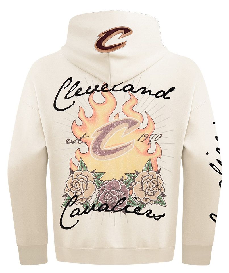 Pro Standard Men's Cleveland Cavaliers Off White Fire And Roses Washed Hoodie product image