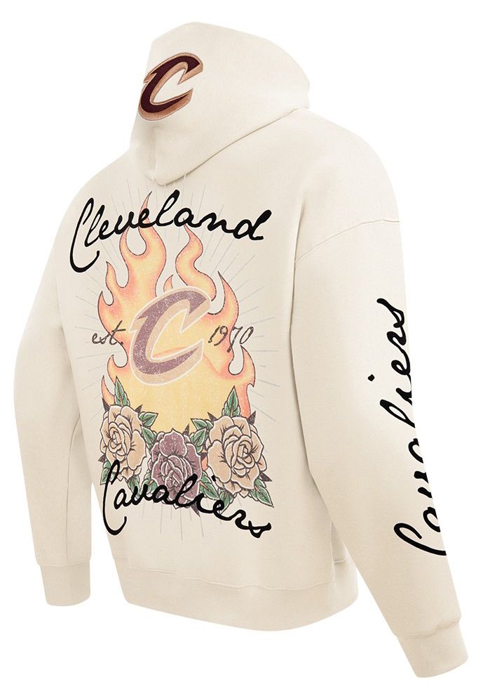 Pro Standard Men's Cleveland Cavaliers Off White Fire And Roses Washed Hoodie product image