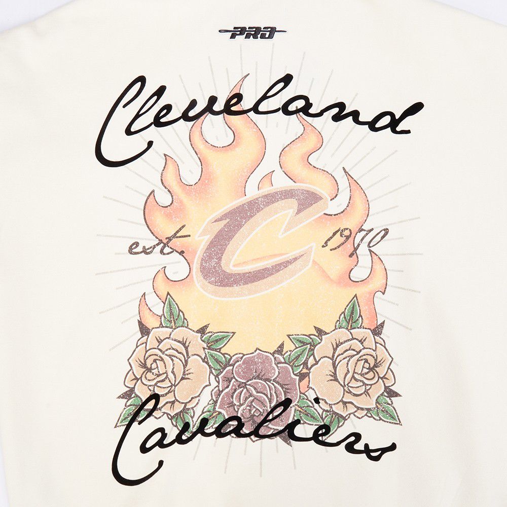 Pro Standard Men's Cleveland Cavaliers Off White Fire And Roses Washed Hoodie product image