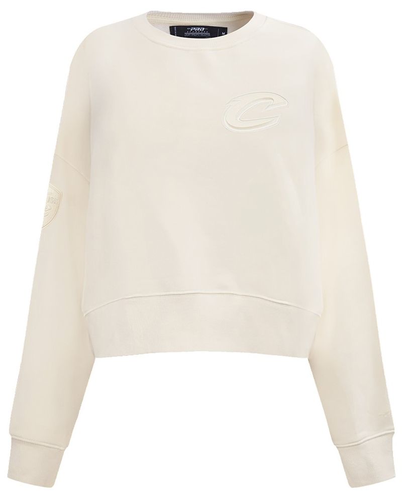 Pro Standard Women's Cleveland Cavaliers Off White Neutral Fleece Crewneck Sweatshirt product image