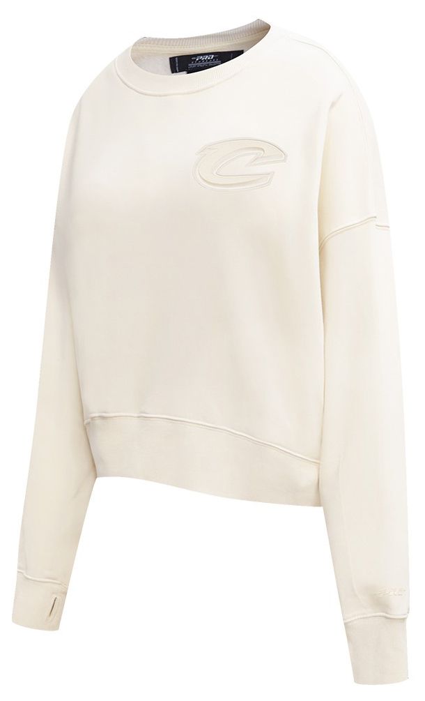 Pro Standard Women's Cleveland Cavaliers Off White Neutral Fleece Crewneck Sweatshirt product image