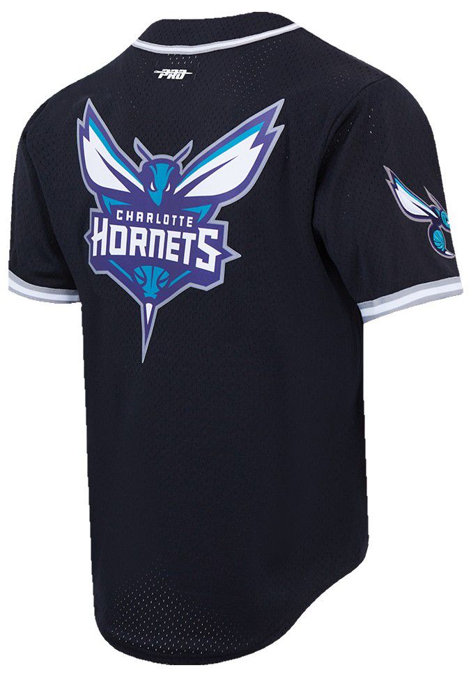 Pro Standard Men's Charlotte Hornets Black Script Tail Mesh Button Down Shirt product image