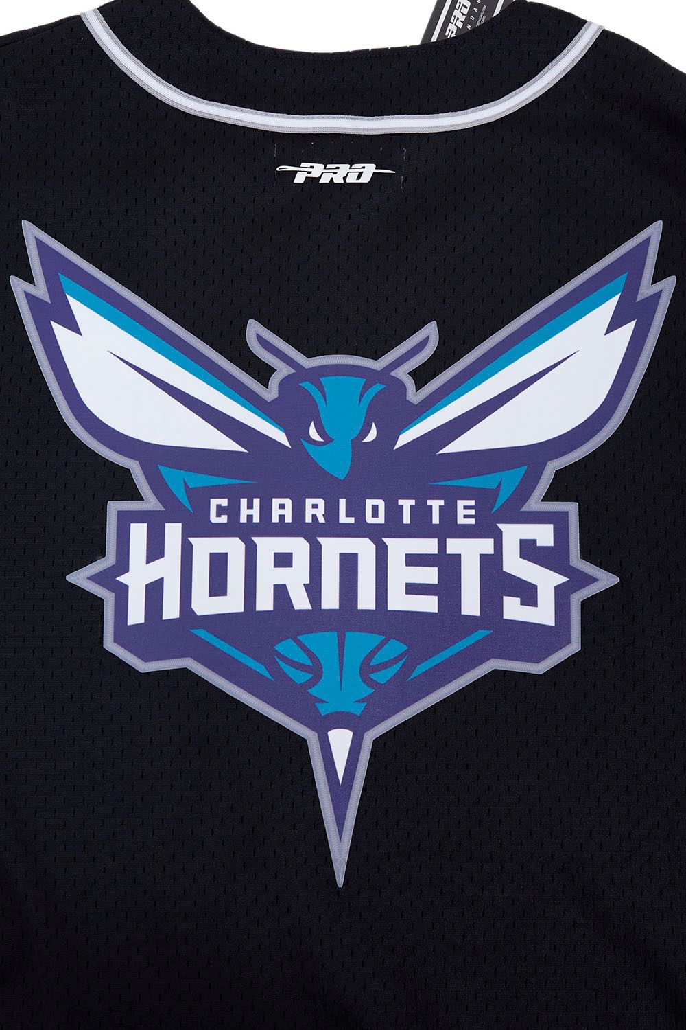 Pro Standard Men's Charlotte Hornets Black Script Tail Mesh Button Down Shirt product image