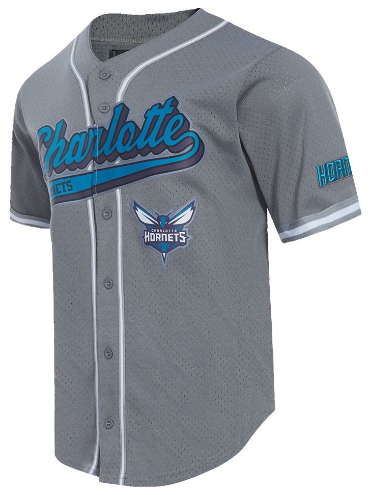 Pro Standard Men's Charlotte Hornets Gray Script Tail Mesh Button Down Shirt product image